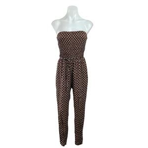 Sans Sauci Multicolor Geometric Strapless Tube Tie Boho Bandeau Jumpsuit Size M